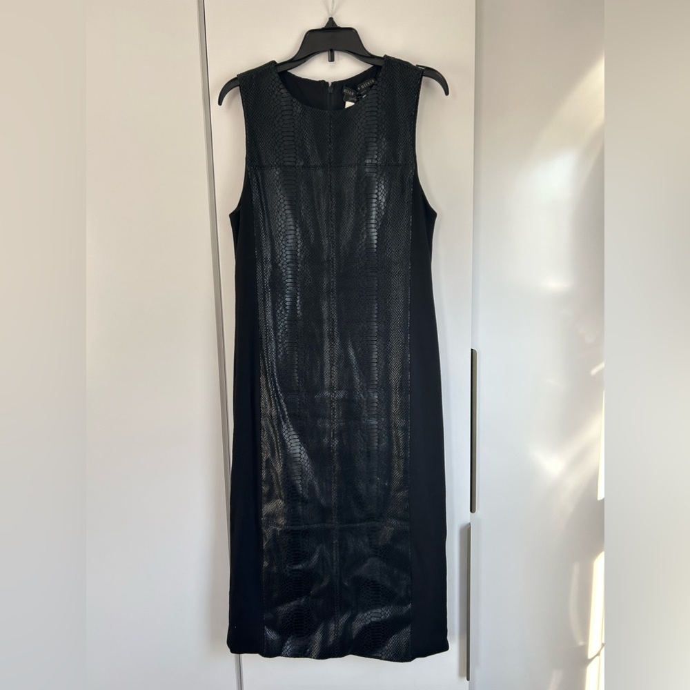 Alice and Olivia Classics Black Snake Leather Dress Size S